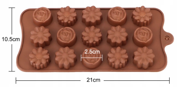 FORMA FOREMKA SILIKONOWA DO CZEKOLADY LODU PRALIN KWIATKI KWIATUSZKI Wysokość produktu 2 cm