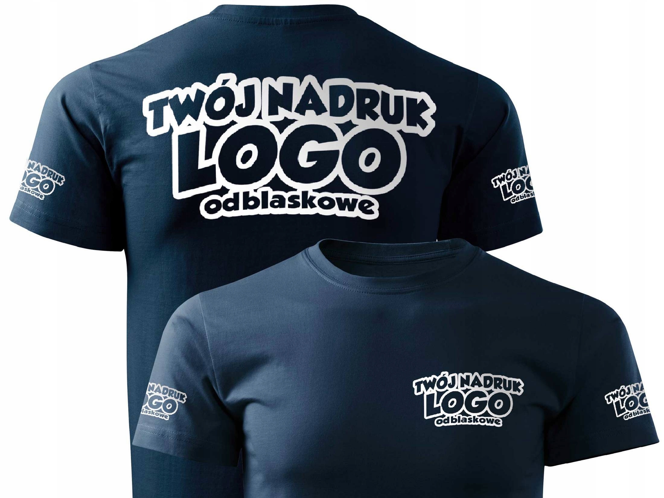 

T-shirt swój odblaskowy nadruk Logo Imię Napis