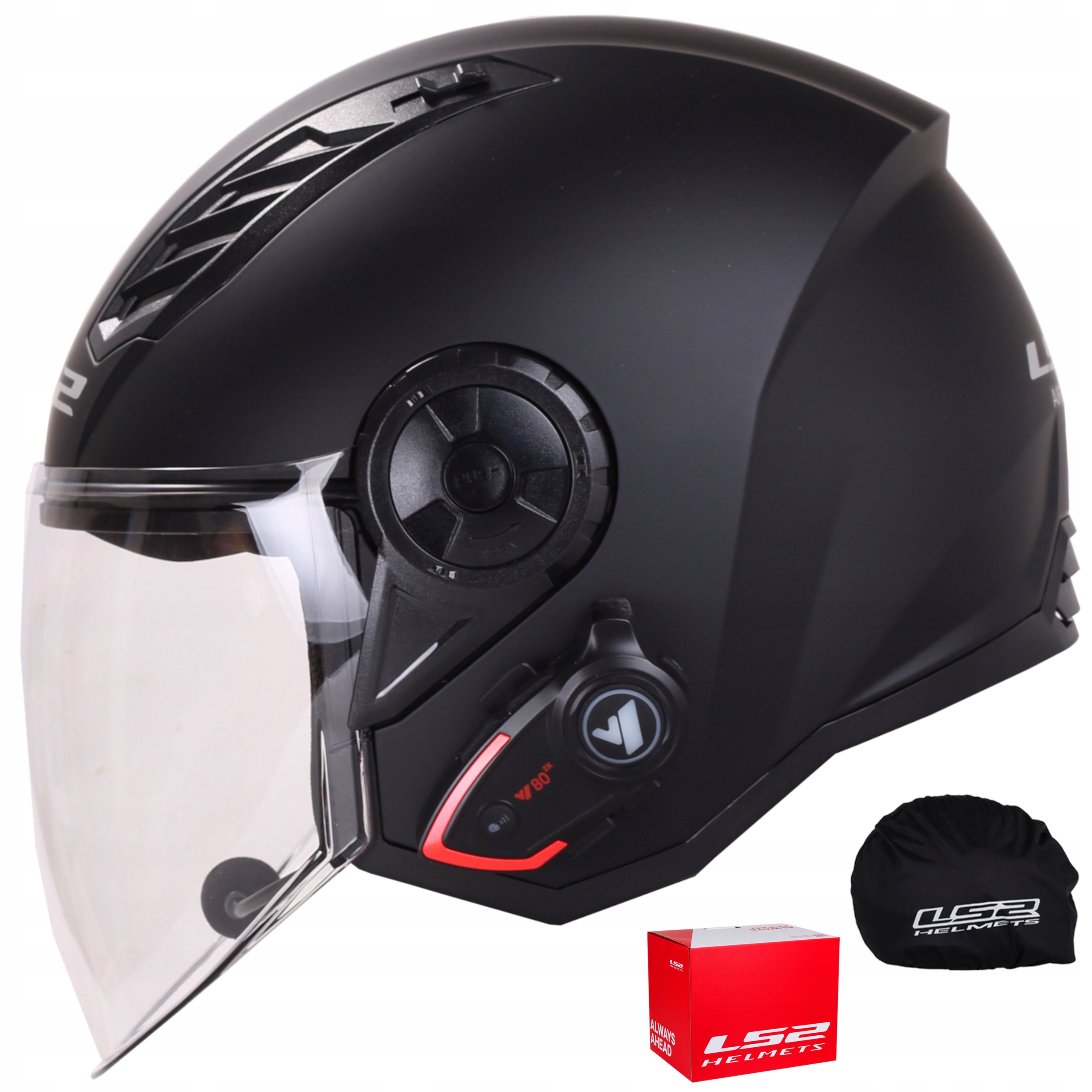 Otwarty kask motocyklowy LS2 OF616 Airflow czarny mat Interkom Bluetooth