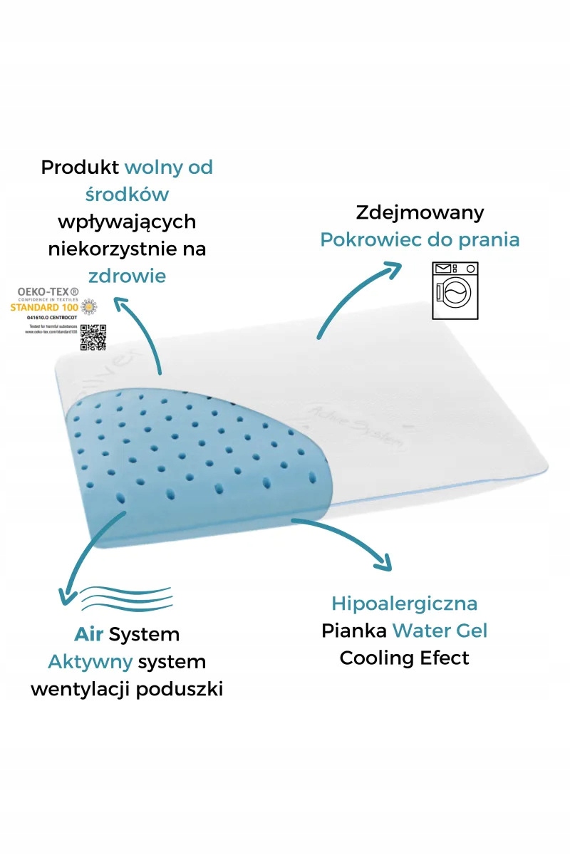 Alergsen Hypoalergenní Polštář Water Gel Comfort Antiroztočový 60x40x13
