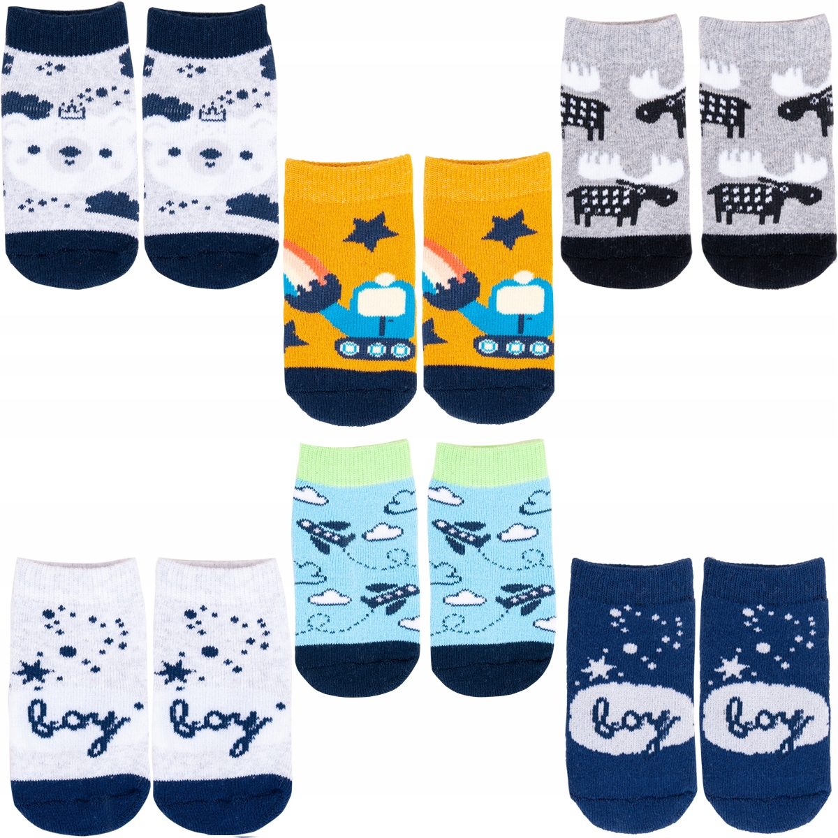 

6-PAK = 6-PAR Skarpetki Frotte chłopięce 0-3m