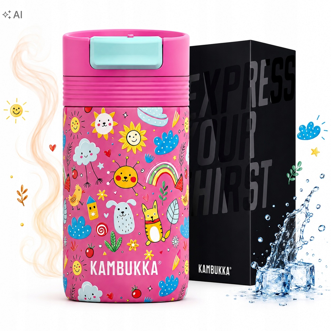 Termohrnek 300 ml na kávu do auta, termoska Kambukka Cabo Funky Doodle