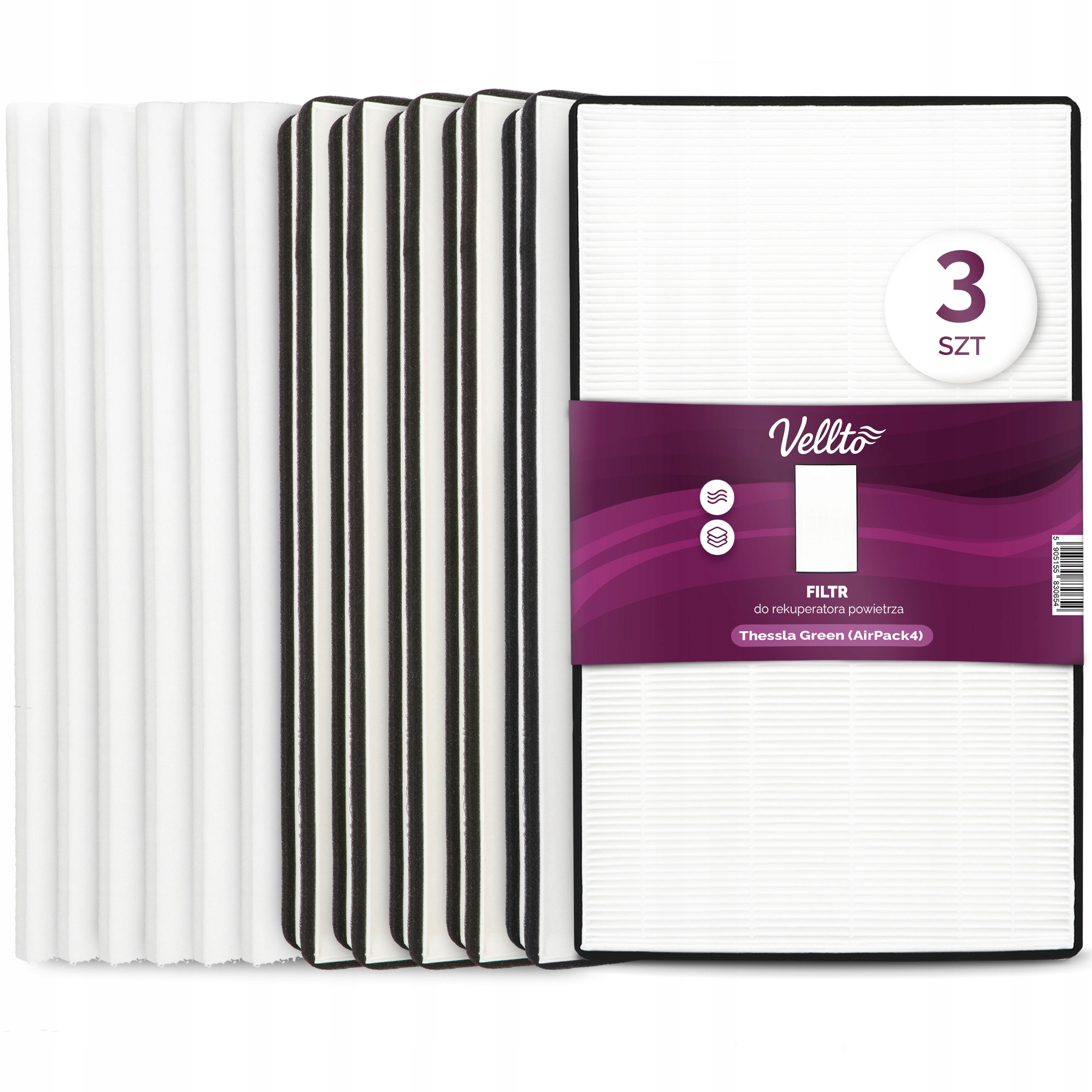 3x Filter do rekuperátora Thessla Green Airpack 4 Home 300h 400h 500h M Sc-v