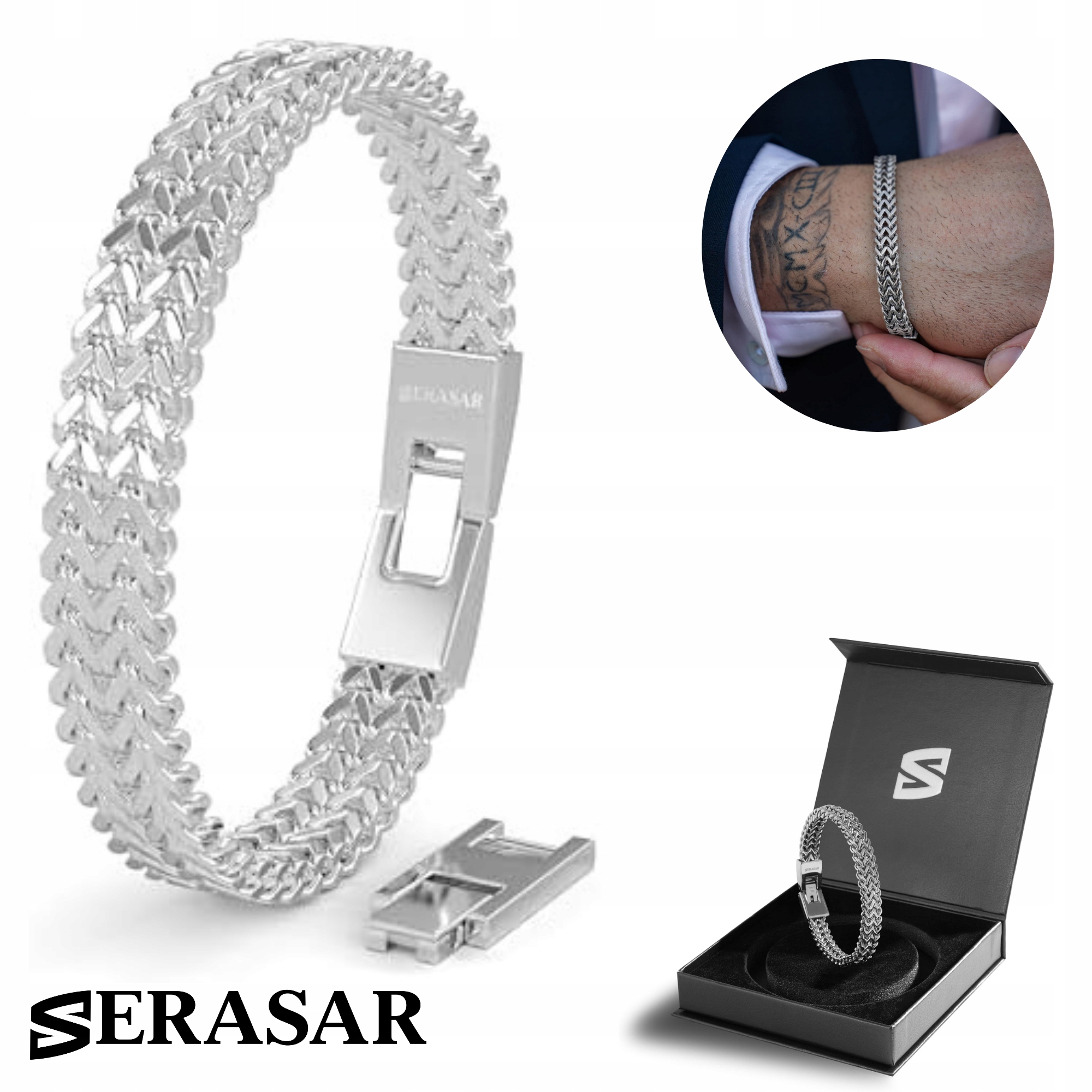 Pánský náramek z nerezové oceli Serasar [Franco] barva stříbrná 23 cm
