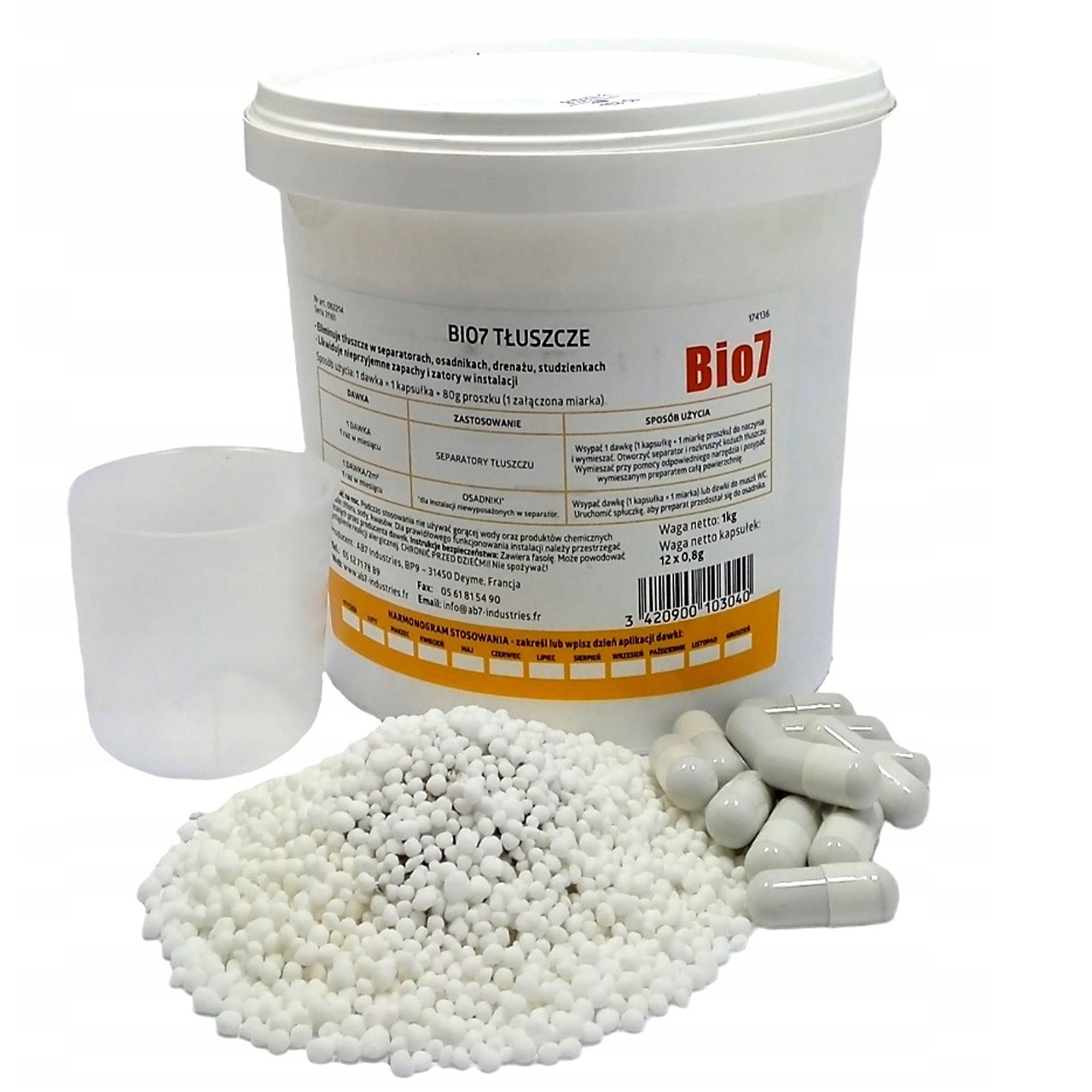 BIO7 Graisses BIO7 Tłuszcze 1 Kg Odtłuszczacz Bakterie Do Oczyszczalni