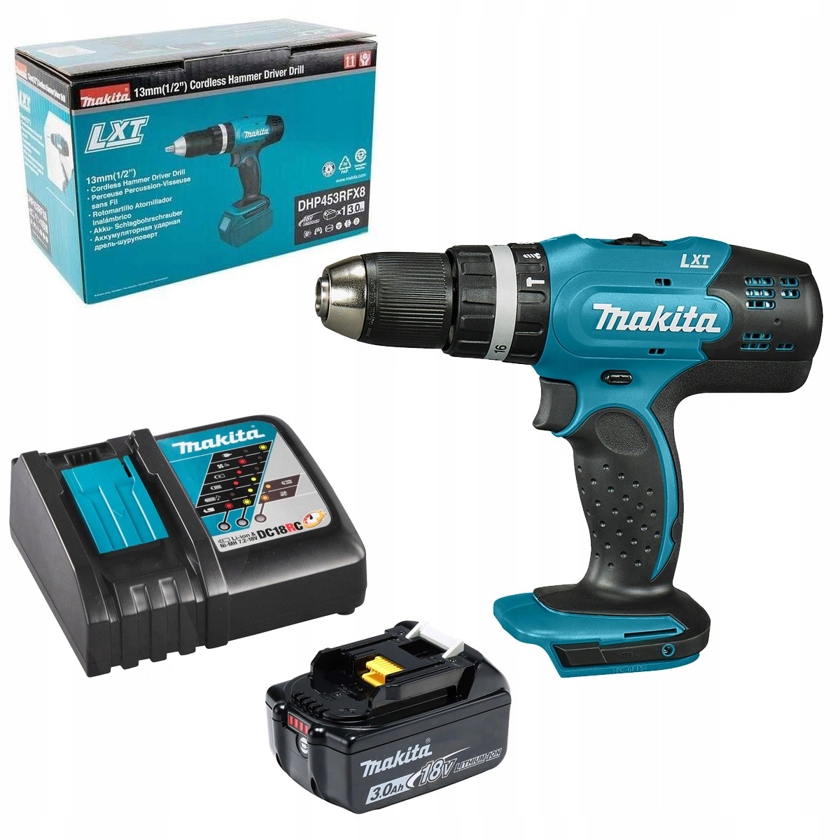 Makita Wiertarko-wkrętarka udarowa 18V 2-biegowa 1x3,0Ah DHP453RFX8