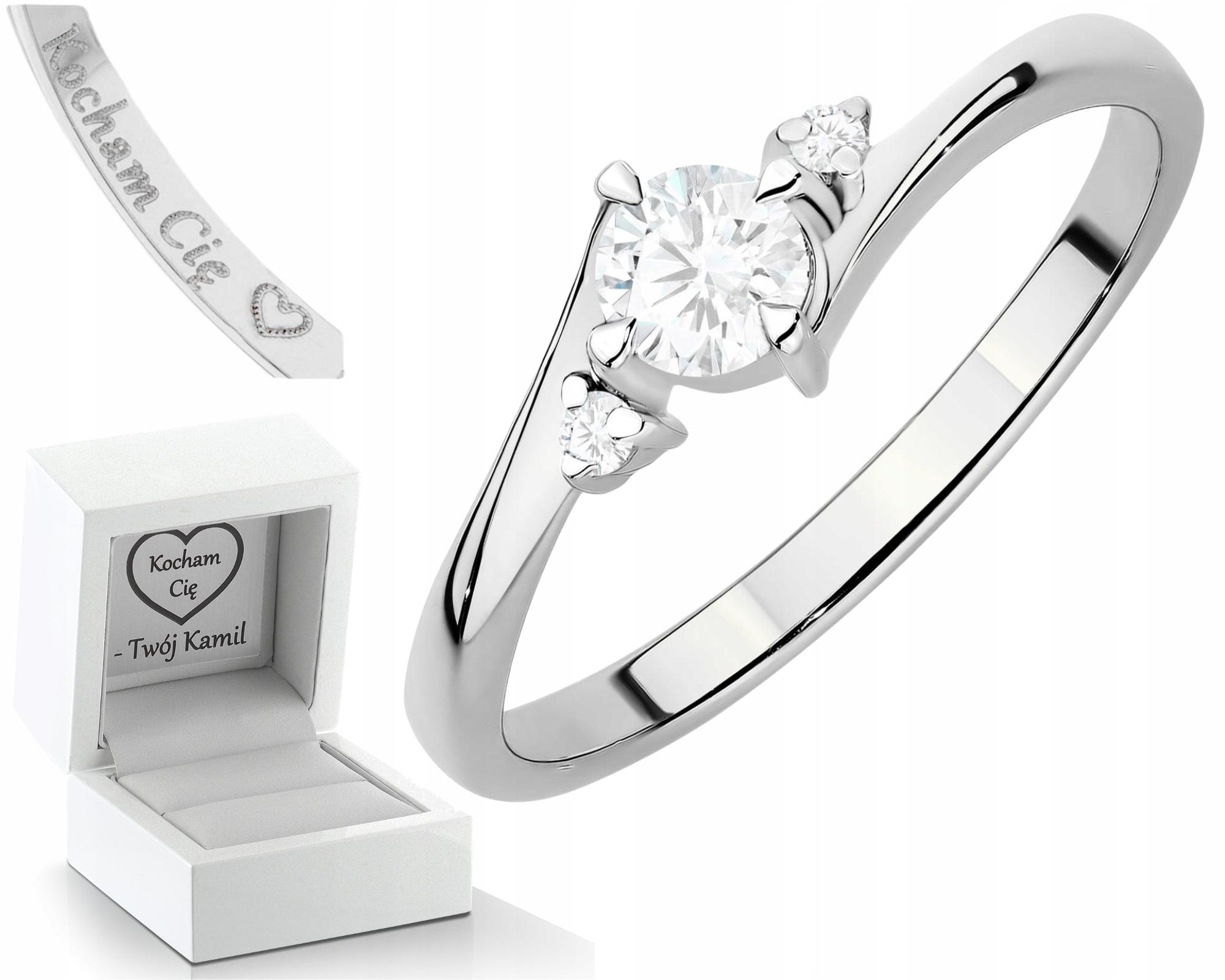 Bílé Zlato Prstýnek Klasický Diamanty Lab Drť 585