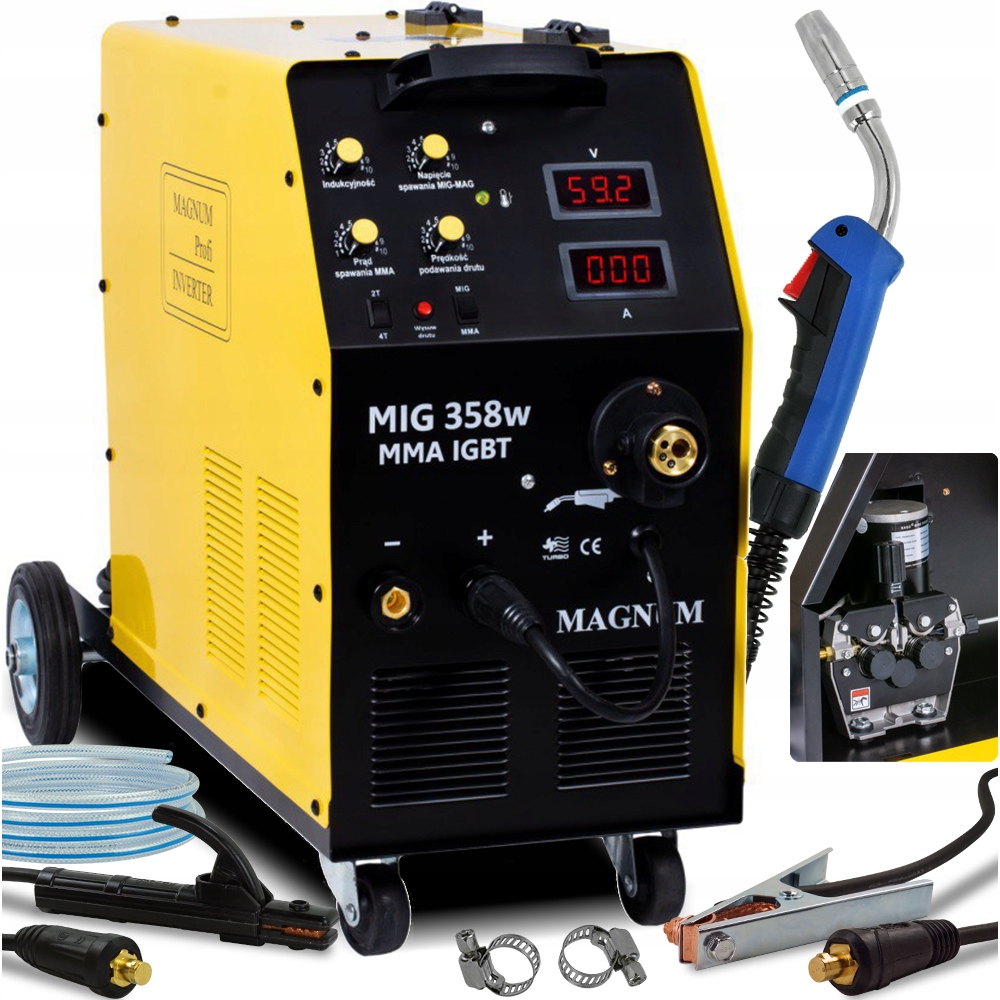 Spawarka MIGOMAT MIG MAG INWERTOROWA MAGNUM 400V 60% 4-ROLKI 350A ...