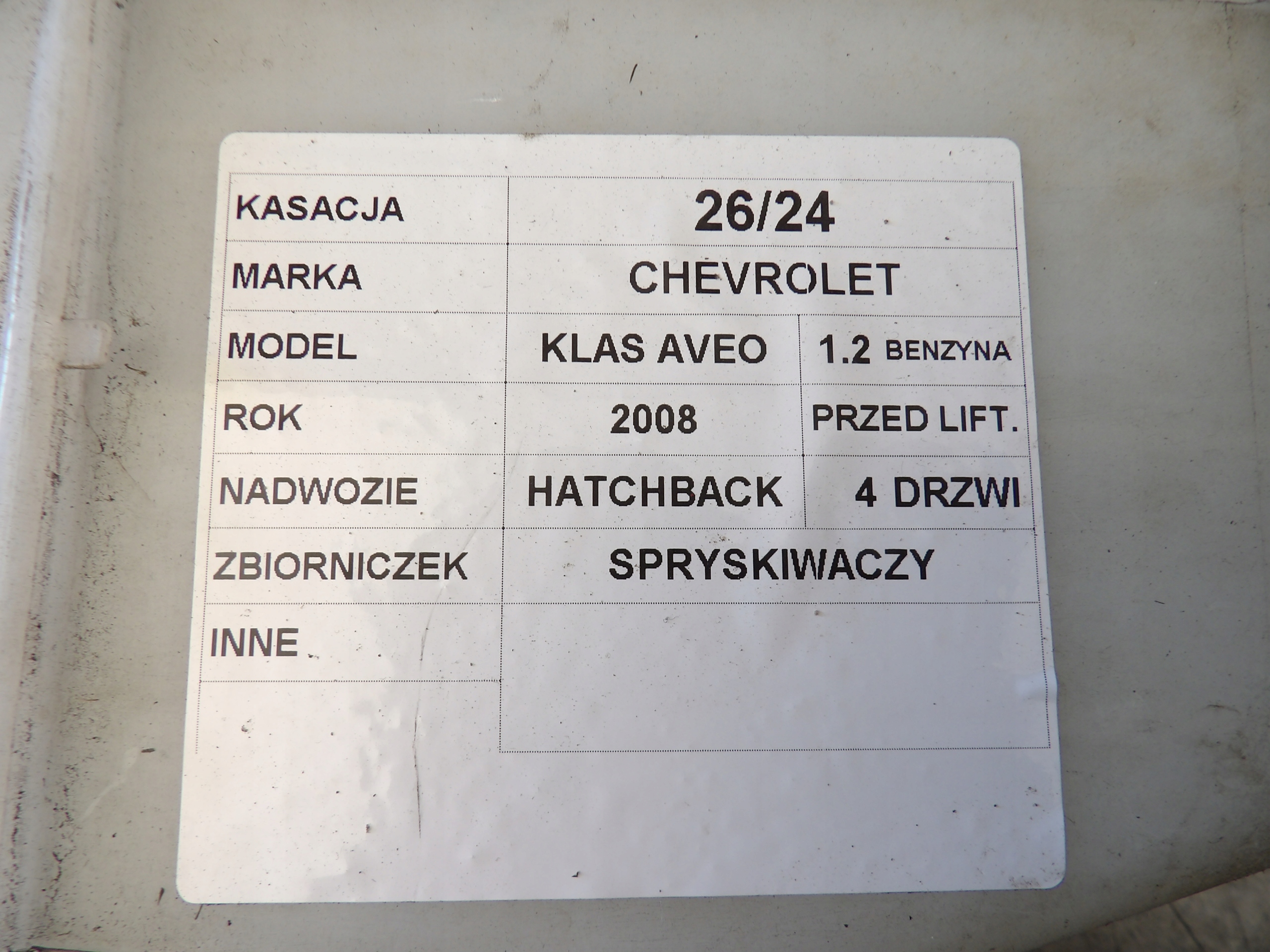 CHEVROLET AVEO - Behälter Spritzdüse 96 543 076