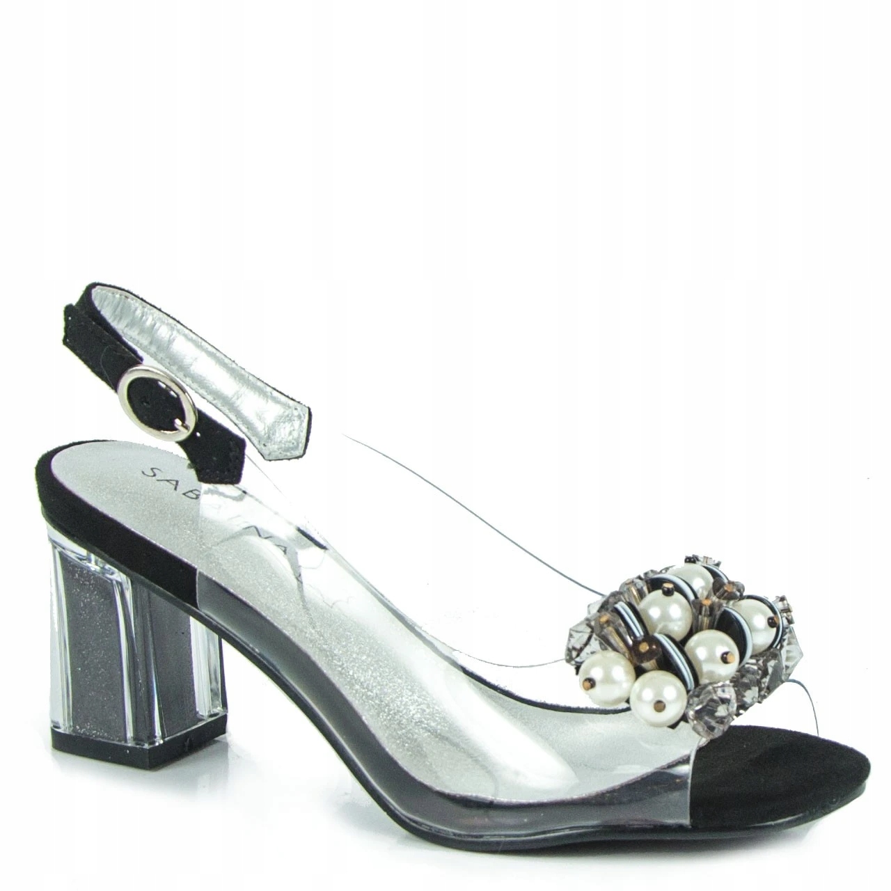 Sabatina 985-3 Průhledné Sandály Sloupek Černé 37