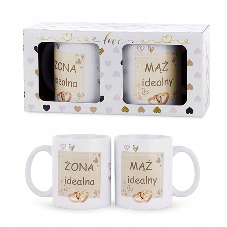 ZESTAW 2 KUBKÓW NA ŚLUB ROCZNICĘ KUBEK ŻONY/ MĘŻA
