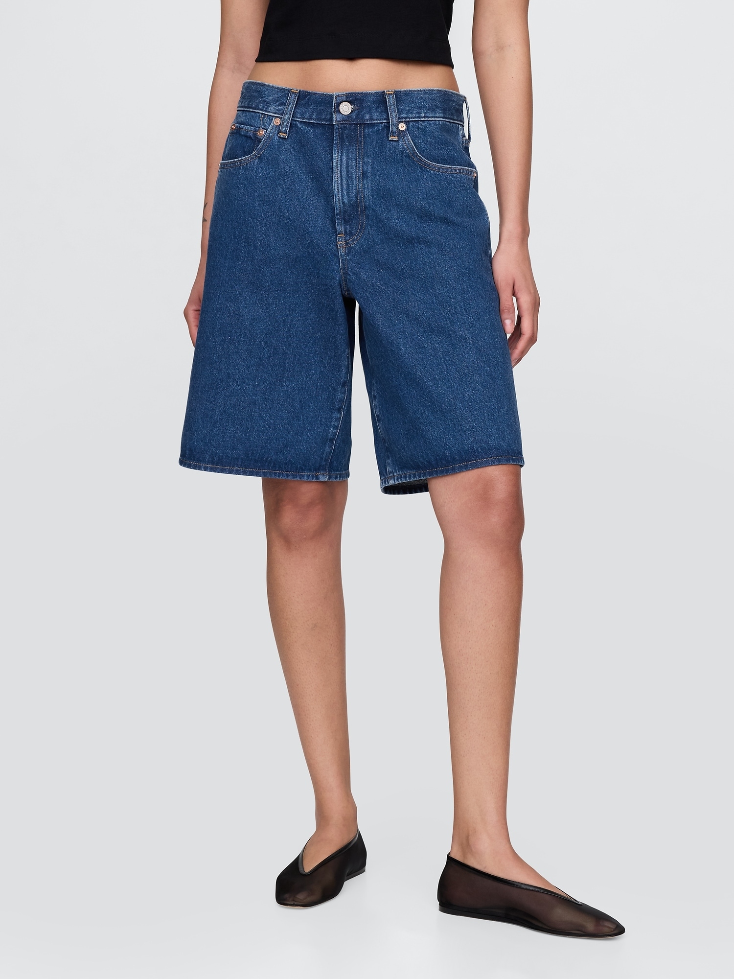 Gap Džínové kraťasy Mid Rise Longline