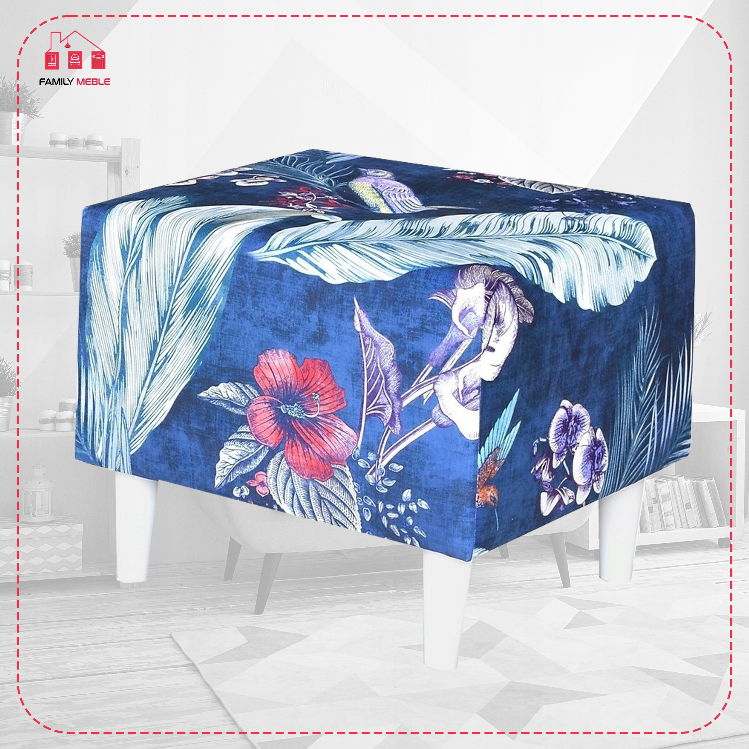 Pufa puf podnóżek siedzisko Ari Print Family Meble EAN (GTIN) 5904830778861