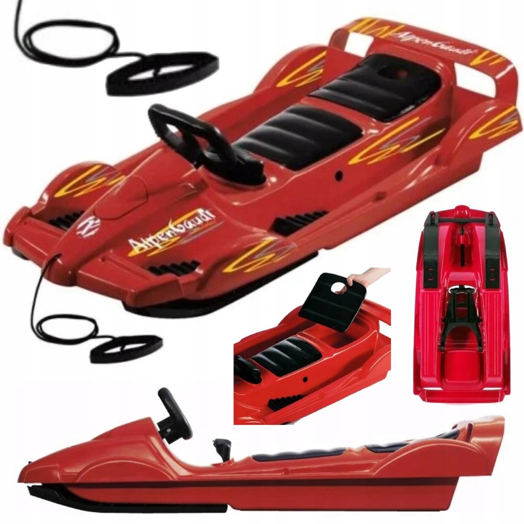 Sanki Nartosanki Alpen Gaudi Double Race Czerwone 2 Osoby Kierownica Hamul