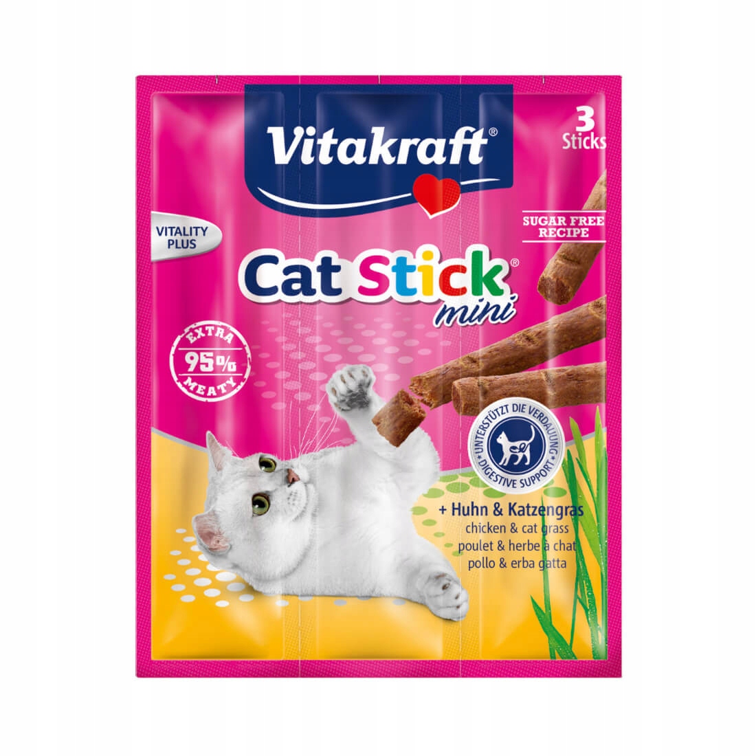 10x Vitakraft Cat Stick Mini kuřecí tráva 3x6g