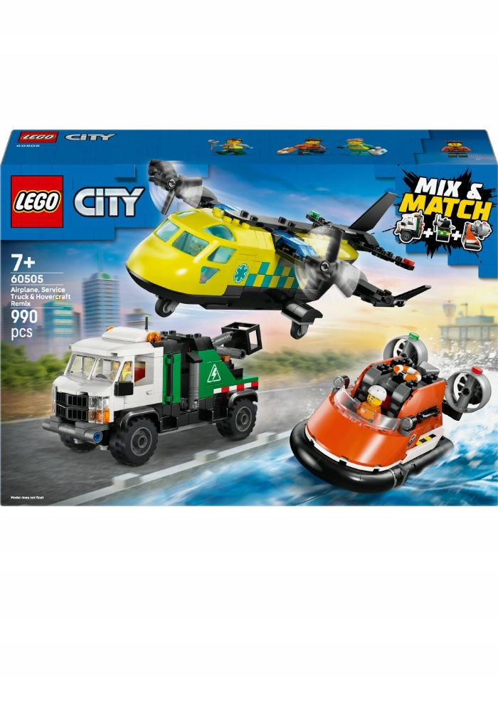 Lego City Stavebnice s letadlem, servisní dodávkou a vznášedlem 60505