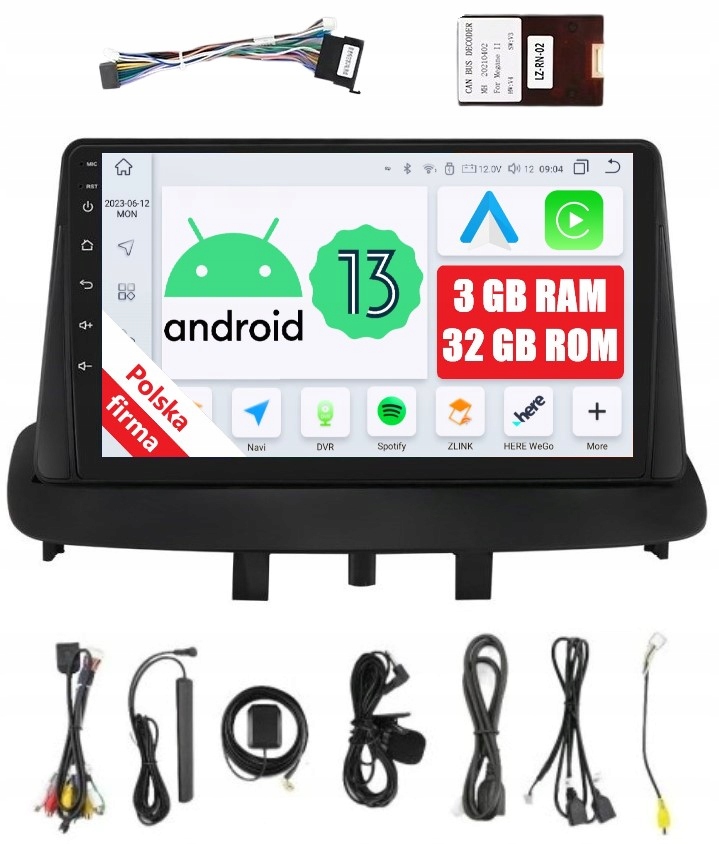 Navigácia Rádio 2DIN Android Renault Megane 2 II 3/32 Gb Dsp Carplay Lte