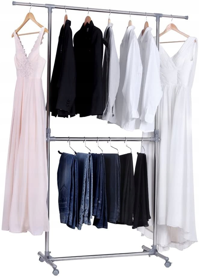 Stojanový věšák na oblečení na kolečkách šatna Skříň stojan na kolečkách