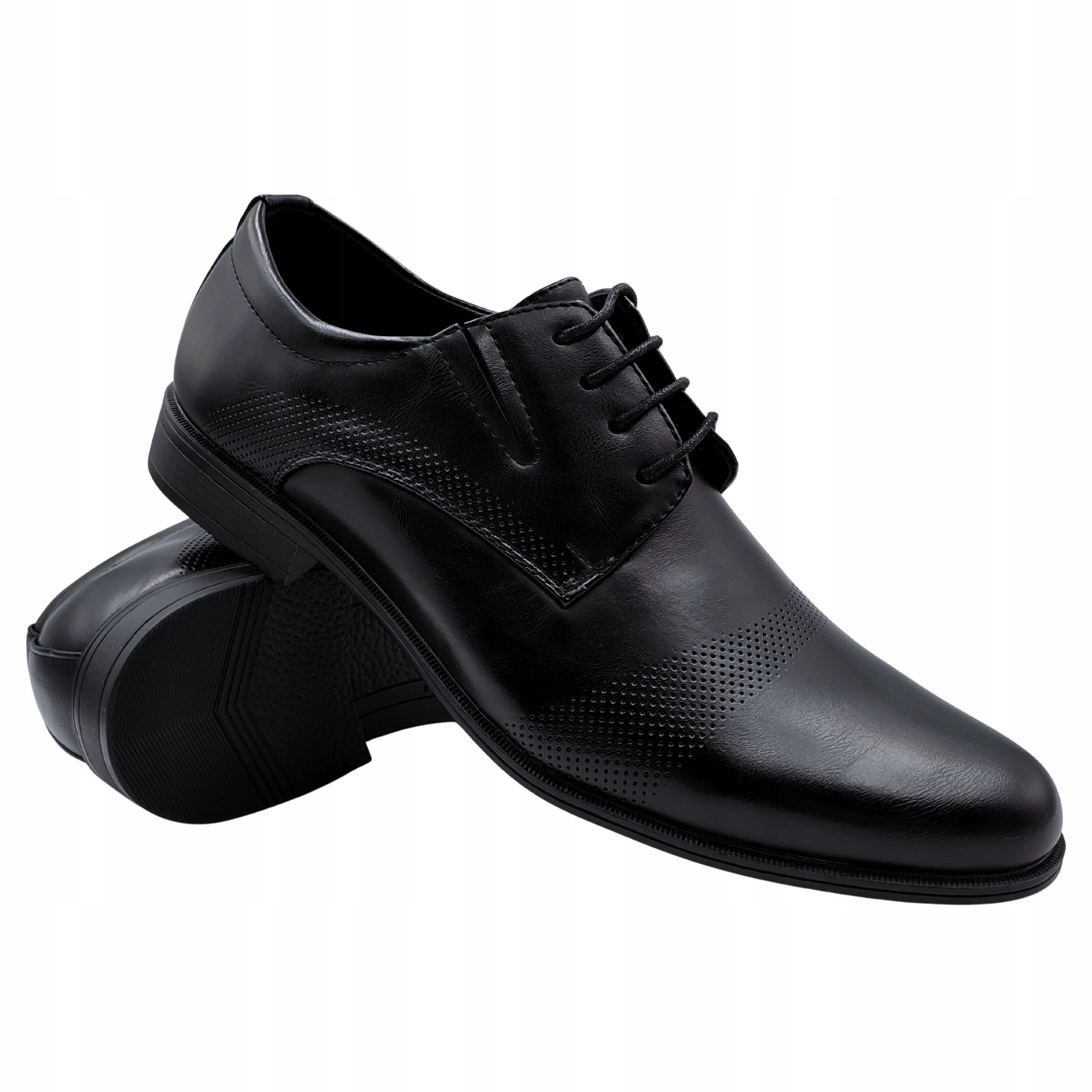 Męskie Buty Do Garnituru Wizytowe Półbuty Na Wesele Czarne 44