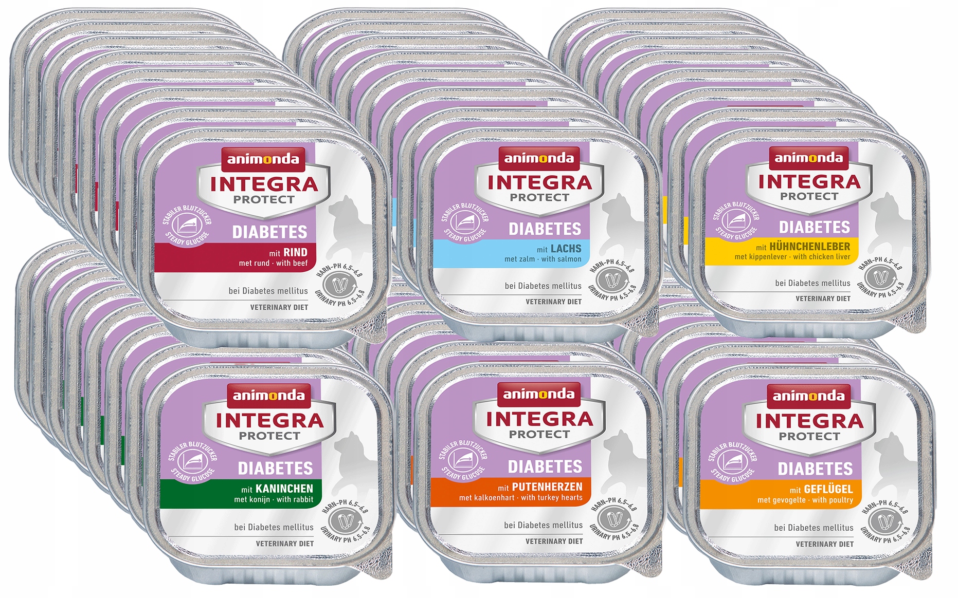 Animonda Integra Diabetes 48x100 g – MIX všech 6 příchutí (pro diabetiky)