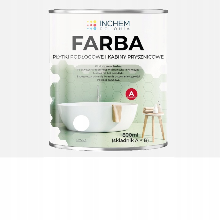Farba poliuretanowa do płytek i kabin prysznicowych satynowa 800 ml Inchem