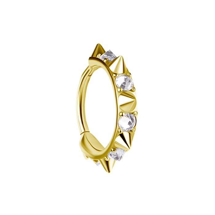 Náušnice kolečko clicker cvočky a bílé zirkony CoCr Nf zlatá 1,2/10