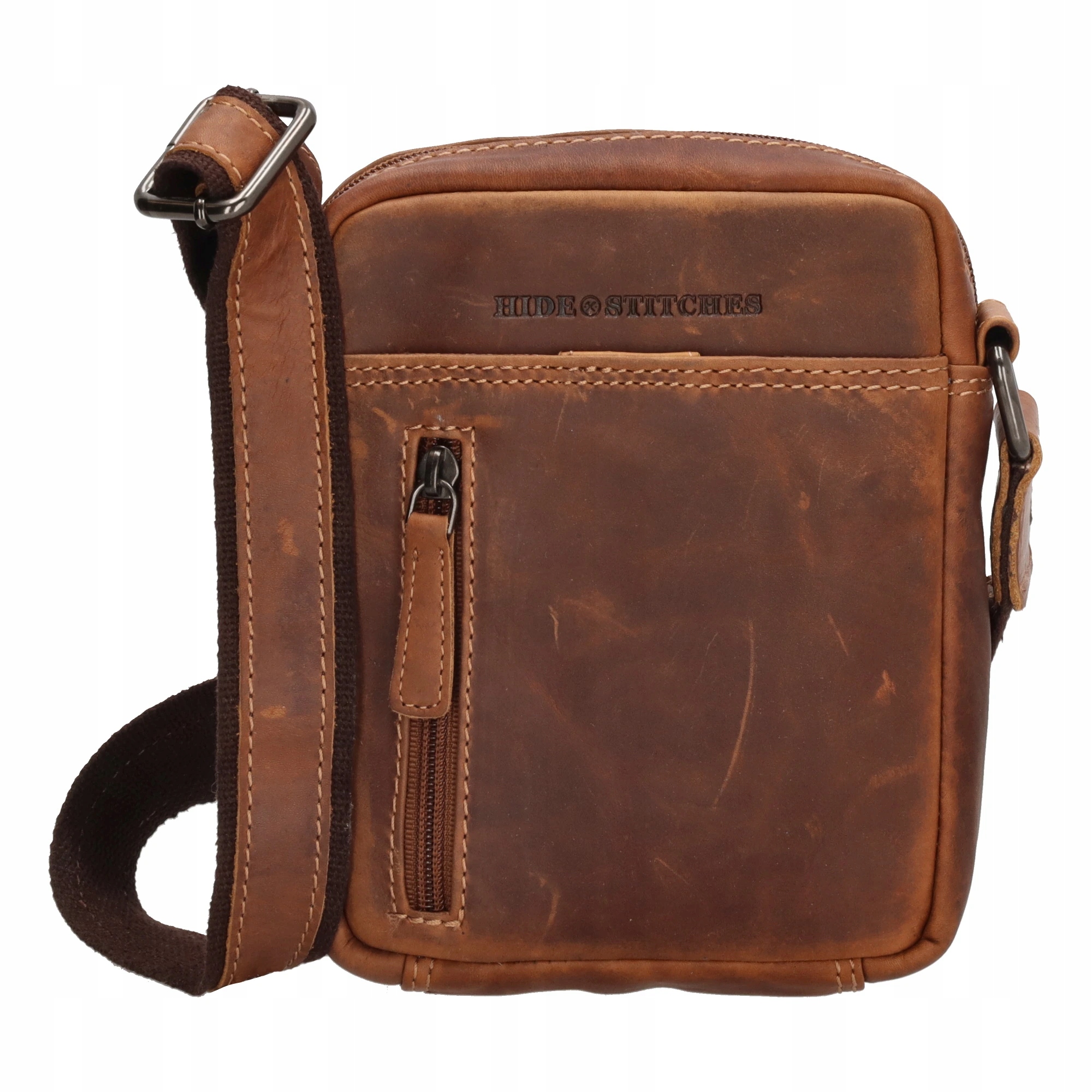 Hide & stitches Japura malá unisex crossbody taška koňaková 18 cm