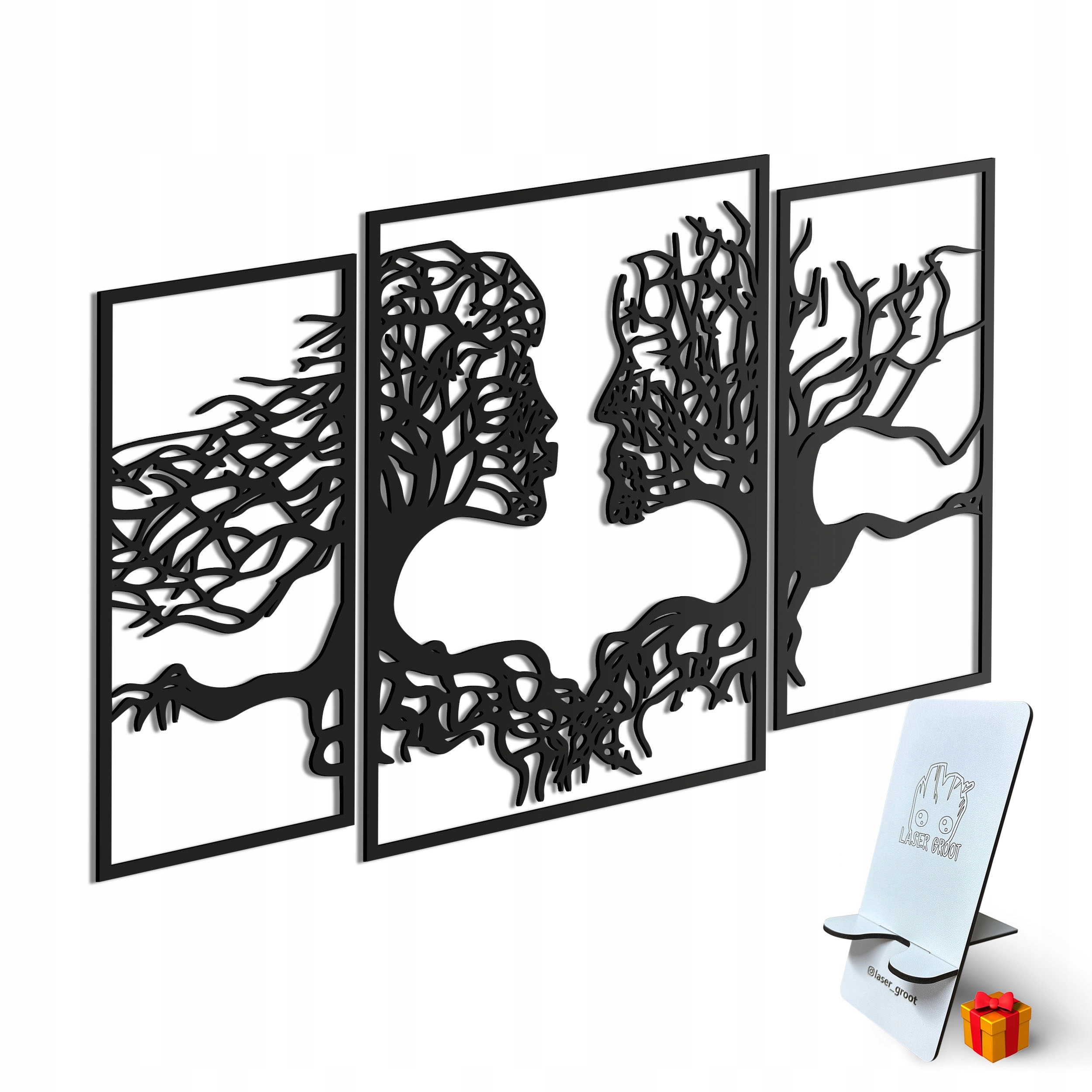 3D prolamovaný obraz Panely Pár stromů ve stylu loftu Nástěnná Dekorace Dárek