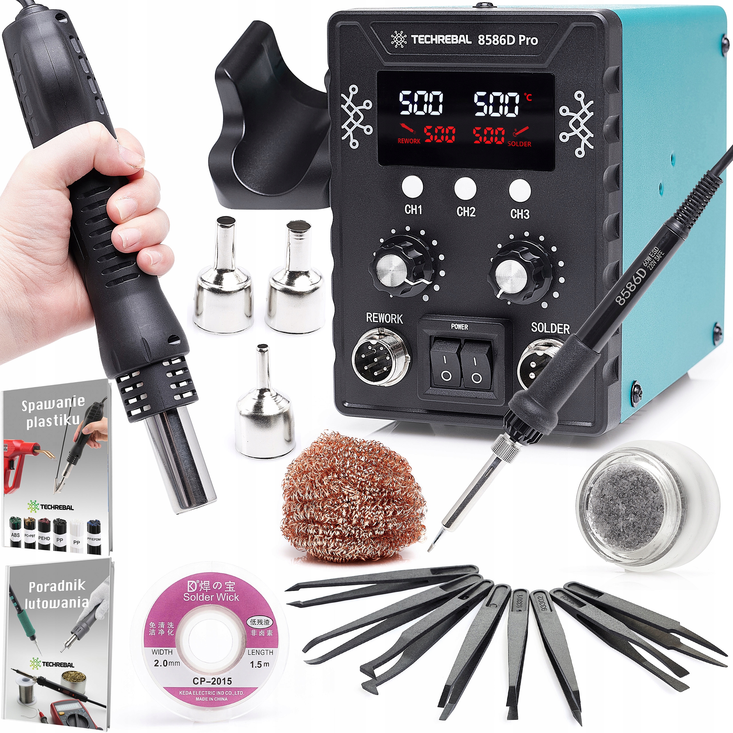 Pájecí stanice Techrebal 8586, sada 11 ks horkovzdušných Pájecí Pero Ks