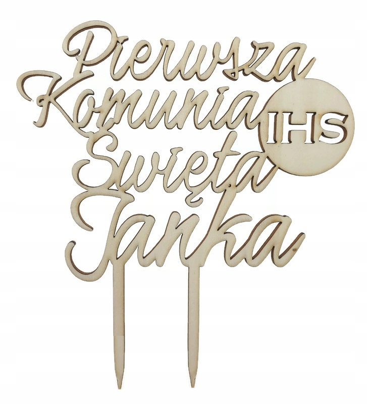 

Topper napis Komunia Święta Ihs z imieniem Imię
