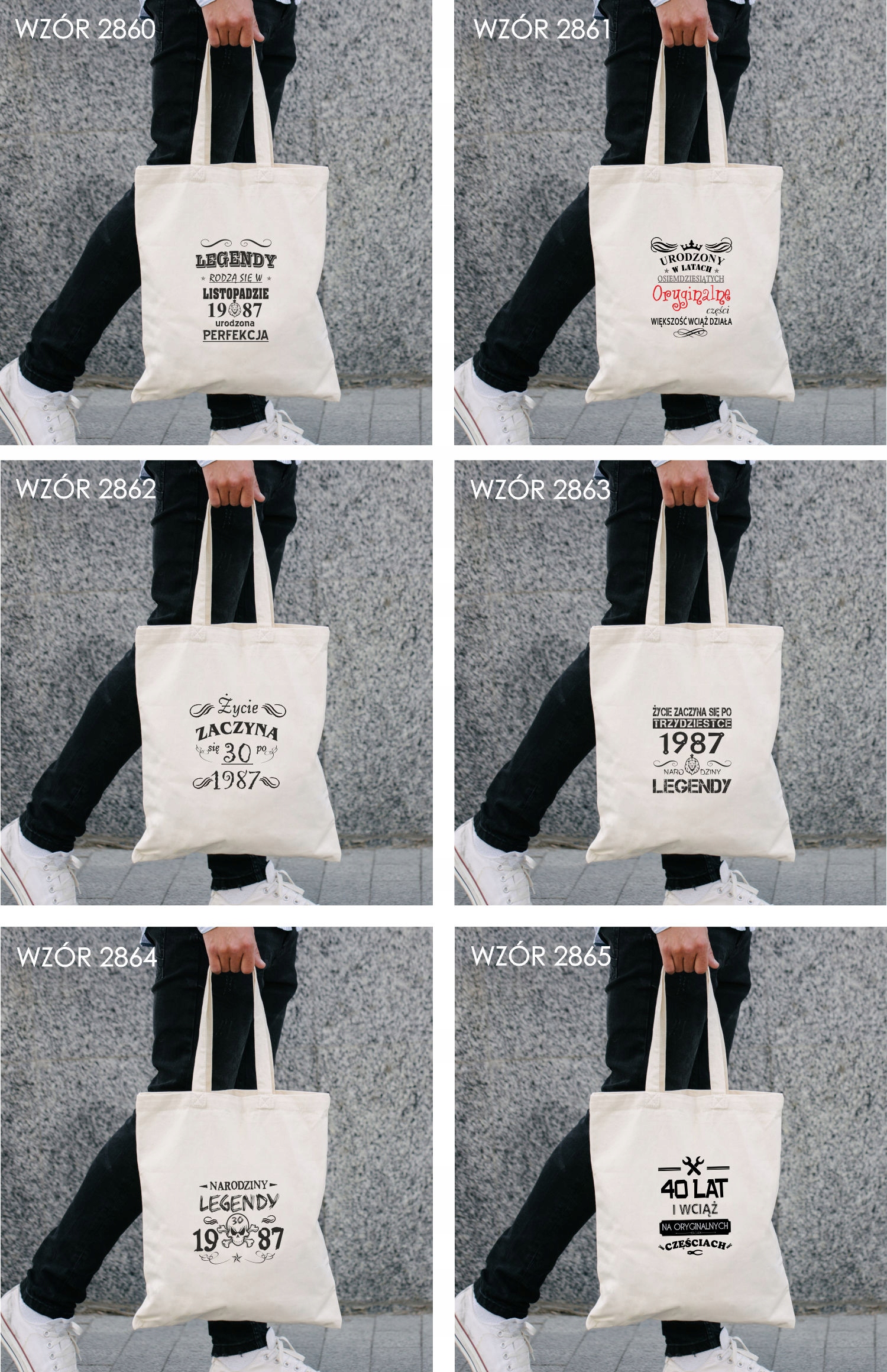 Eko Torba z nadrukiem CZŁOWIEK LEGENDA ROK Materiał bawełna