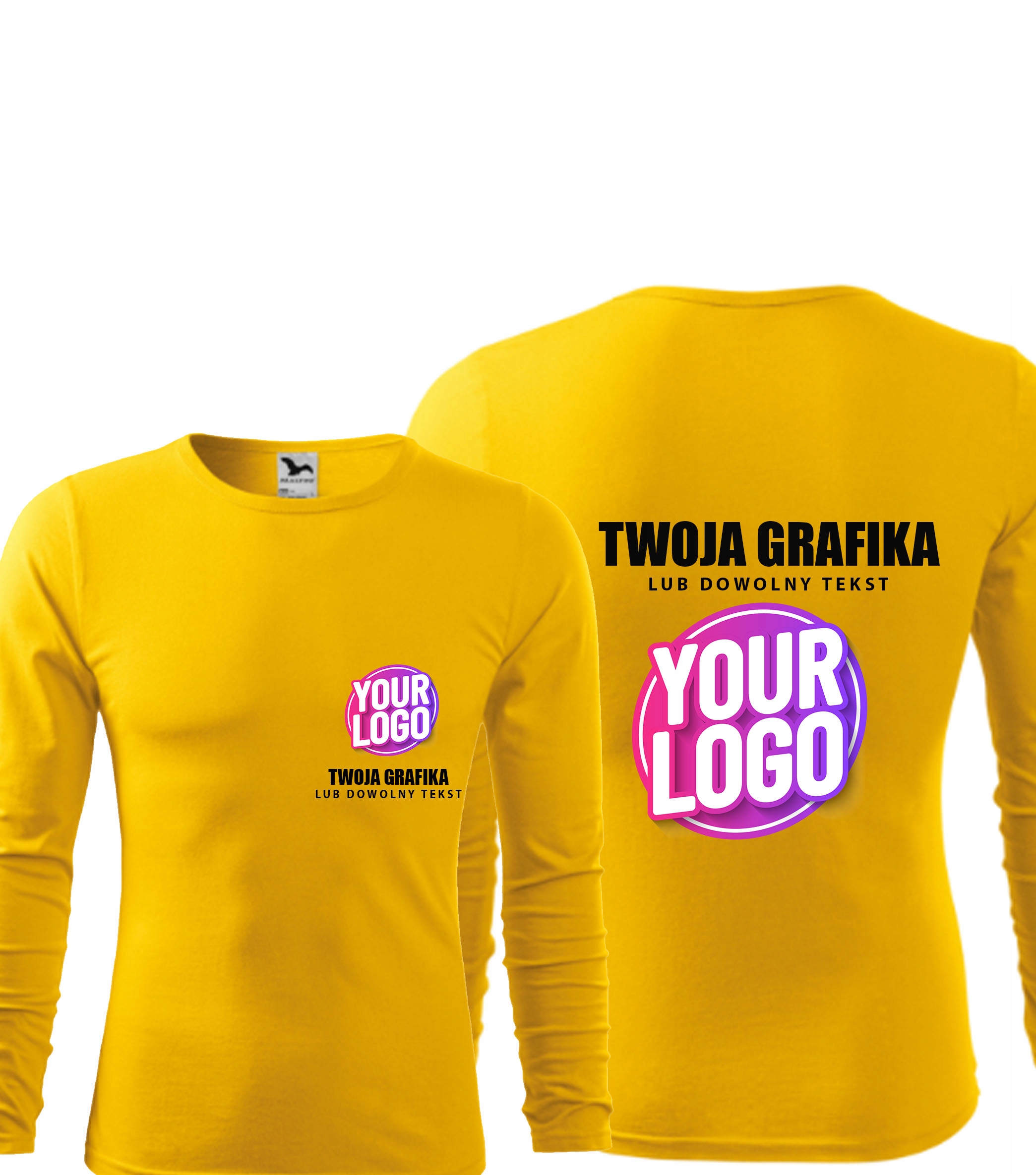 Koszulka męska z NADRUKIEM logo z przodu i na plecach FIT-T LS 119