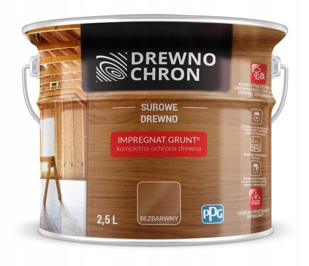 DREWNOCHRON IMPREGNAT GRUNTUJĄCY GRUNT R 2,5L PPG - BEZBARWNY
