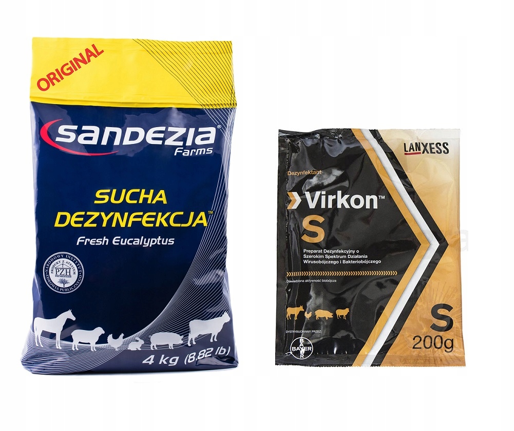 Sandezia sucha dezynfekcja 4kg Virkon S 200 g do wody Dezynfekcja kurnika