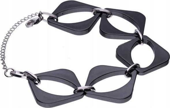 Stříbrný náramek 925 s černou keramikou 21,38 g a přívěsky pro ni