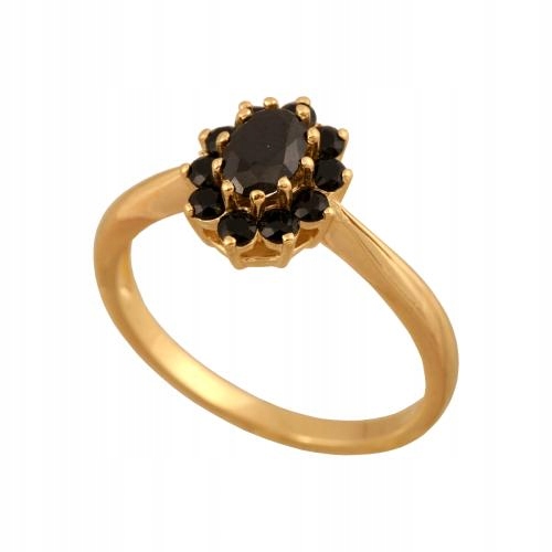 Prstýnek markýzy ve viktoriánském stylu s černými kameny – zlato 585