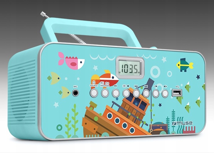 RADIOODTWARZACZ + MIKROFON DLA DZIECI CHŁOPCA RADIO USB CD MUSE M-29 KB Marka Muse