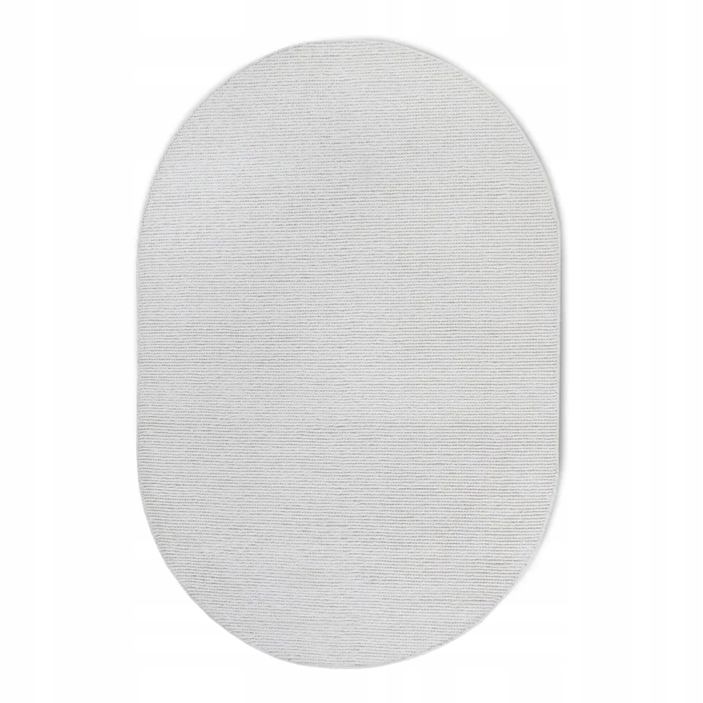 Oválny vlnený koberec 160 x 230 cm, ručne tkaný, krémový, jednofarebný
