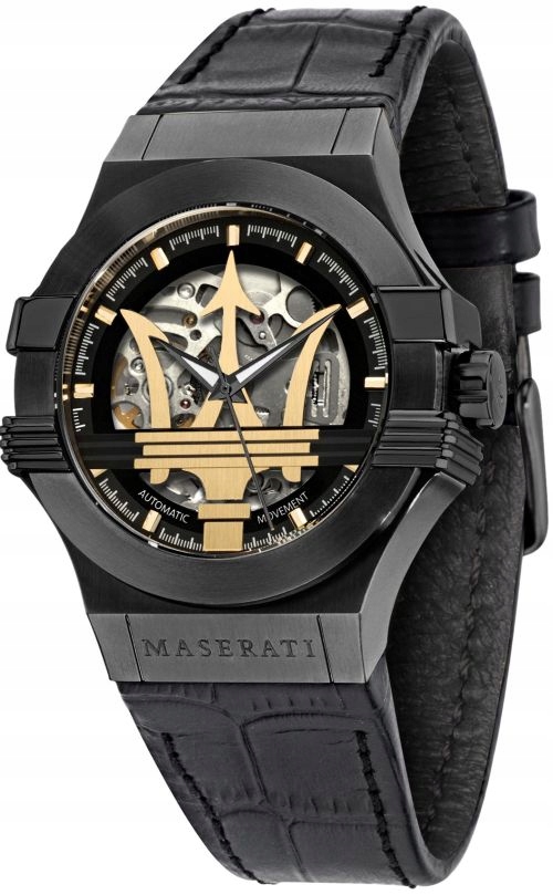 Zegarek Męski Maserati Potenza Czarny Automat Premium Szafir WR100 Oryginał