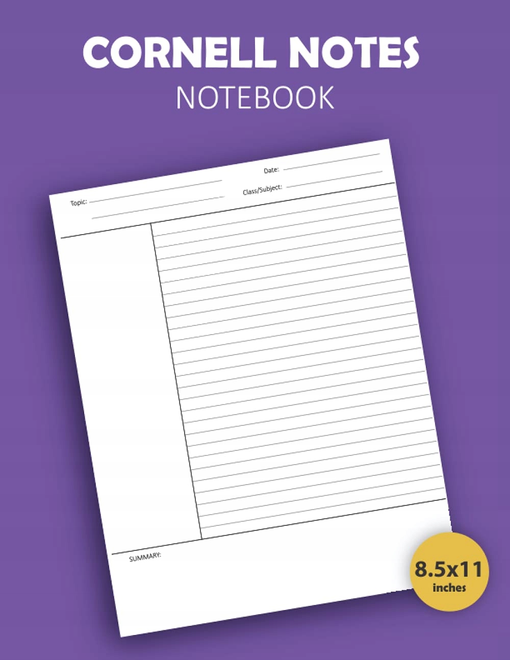 Bookmarked Cornell Notes Notebook: Usefull Large Cornell Note-Taking System