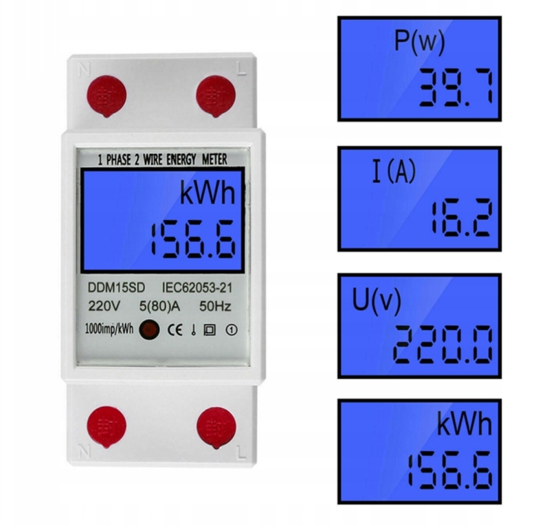 

Licznik Energii Podlicznik Energii Prądu 1-FAZOWY
