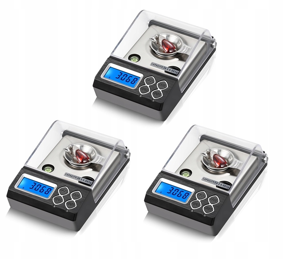 WAGA ELEKTRONICZNA LABORATORYJNA 0,001 draVires 30g BR.DOKŁADNA + naklejka Cechy dodatkowe Odważnik kalibracyjny