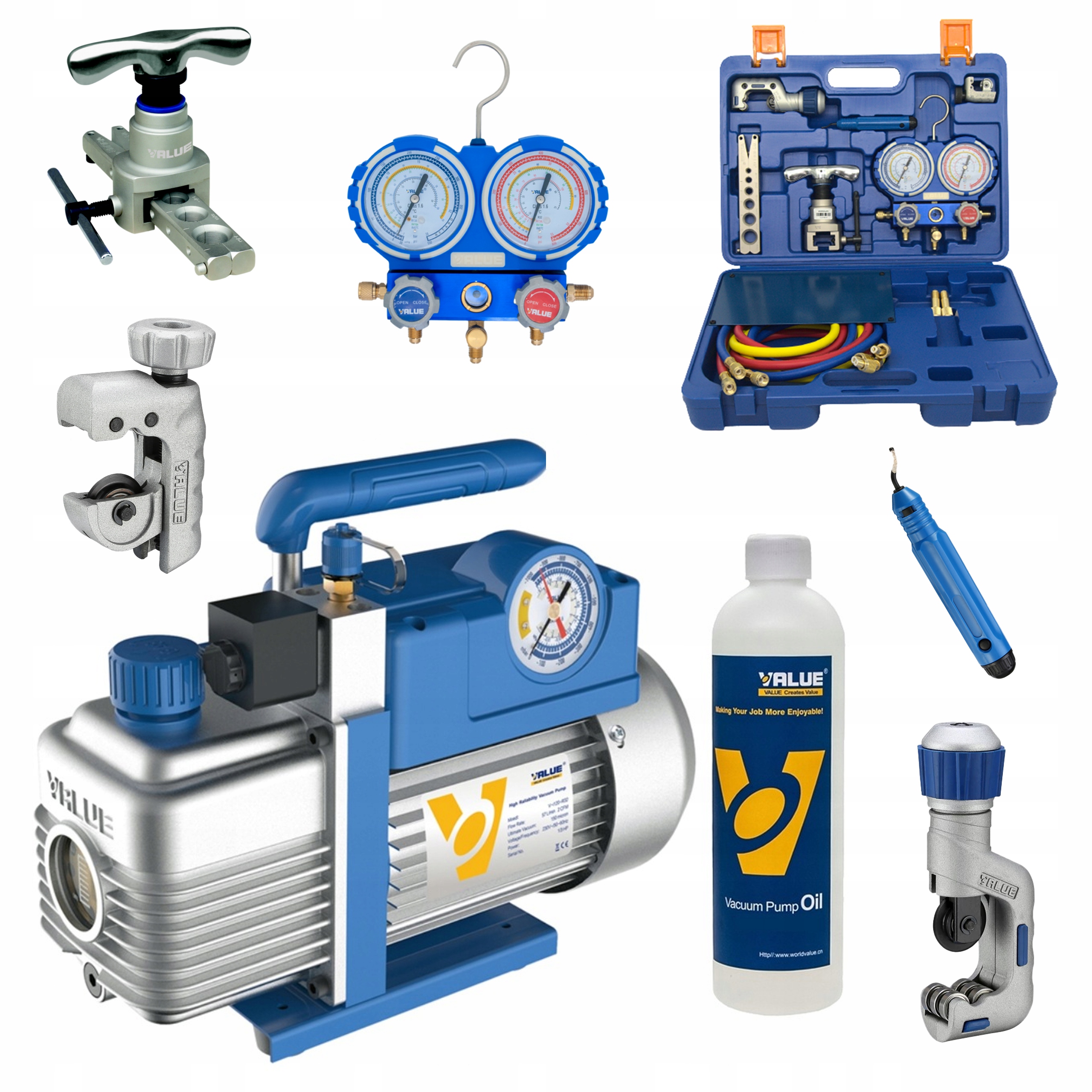 Set Na Klimatizáciu Vákuová Pumpa Value V-i125-R32 Nástroje VTB-5B-II