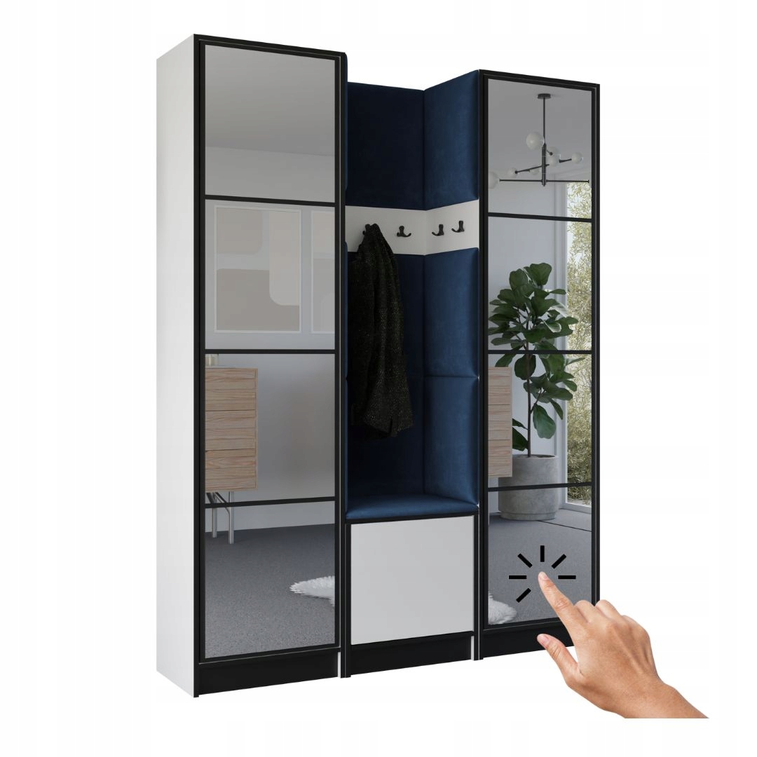 Šatní skříň Costa 12 bílá modrá tkanina Vzor 1