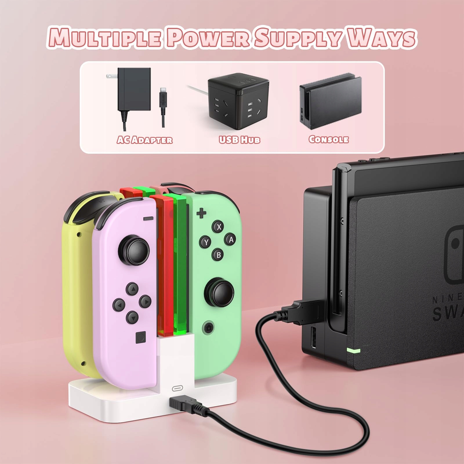 FASTSNAIL Ładowarka Kontrolerów do Nintendo Switch OLED JoyCon Biała — miniatura 5