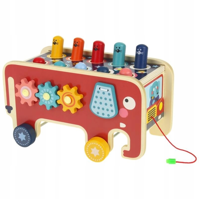 SŁOŃ CIĄGACZ PRZEBIJANKA KOSTKA DREWNIANA MŁOTEK MONTESSORI ZABAWKA ZI-11 Płeć chłopcy dziewczynki