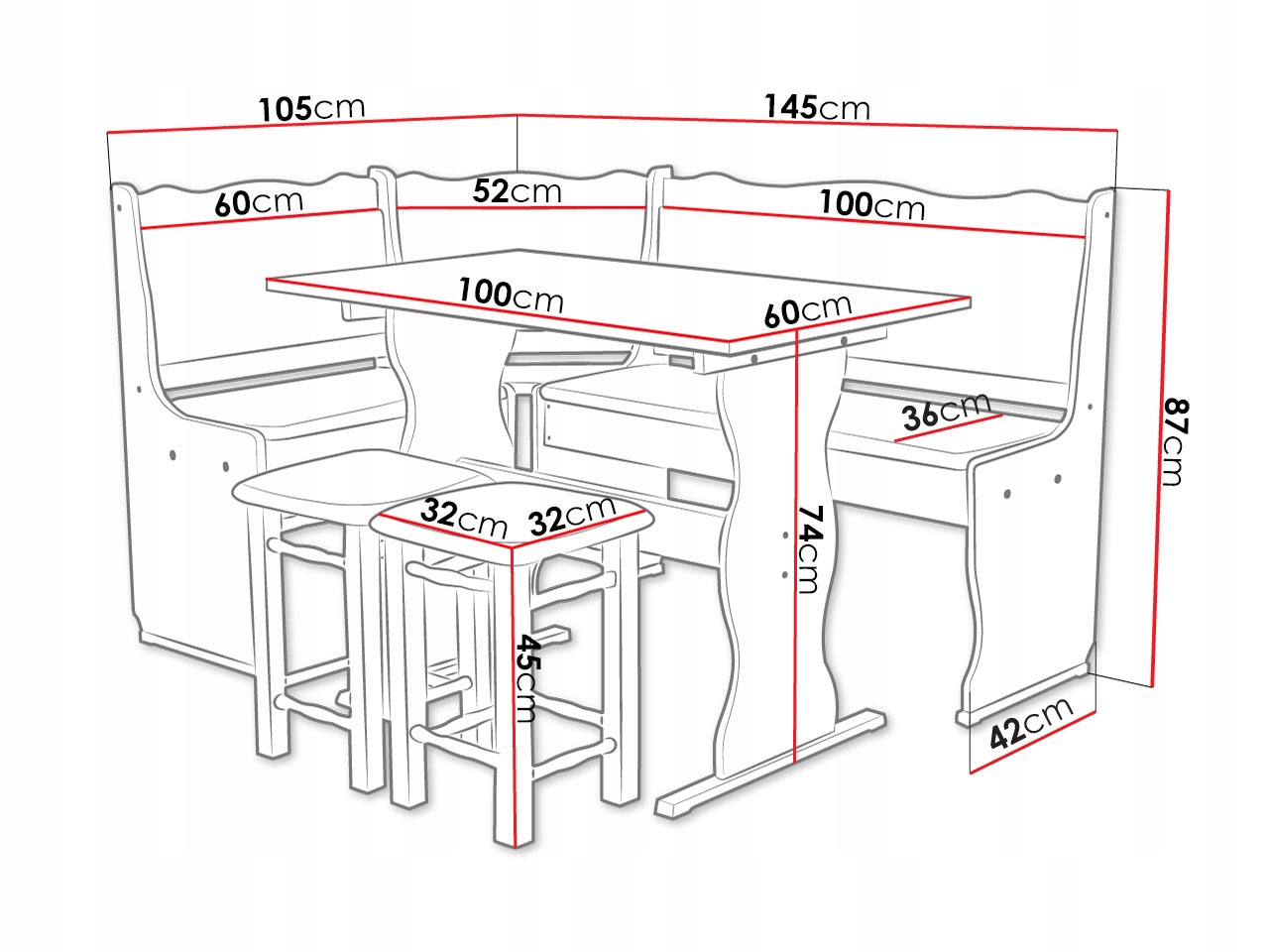 ZESTAW Mebli do Kuchni NAROŻNIK Kuchenny Dura EAN (GTIN) 5902928280739