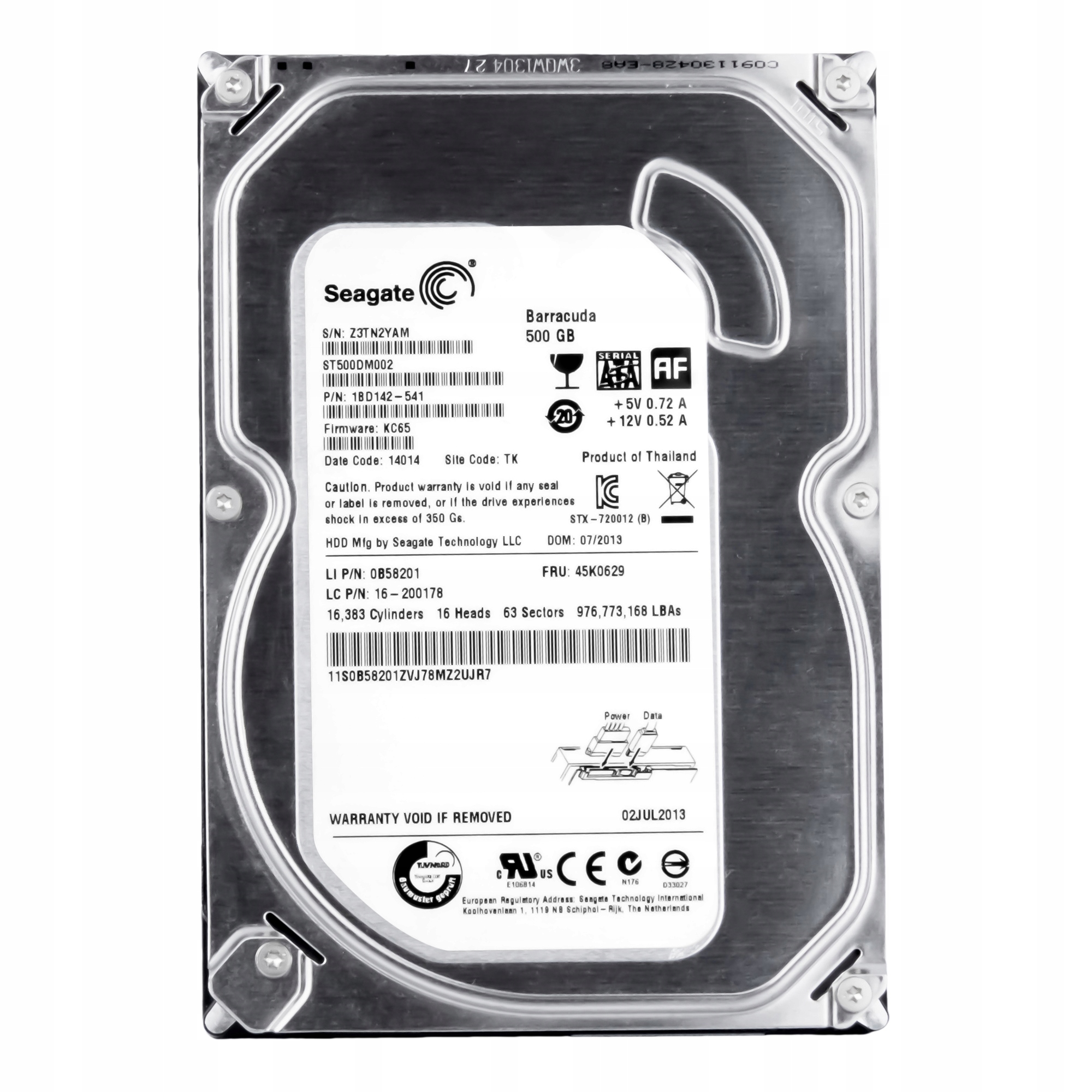 Lenovo 45K0629 500GB 7.2K Sata III 3.5' ST500DM002