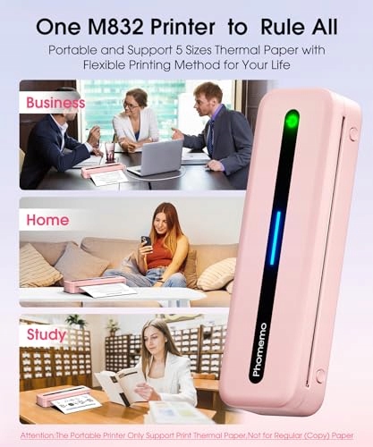 PHOMEMO Mobilna Drukarka A4 Bluetooth Z Torbą i Papierem Różowa — miniatura 6