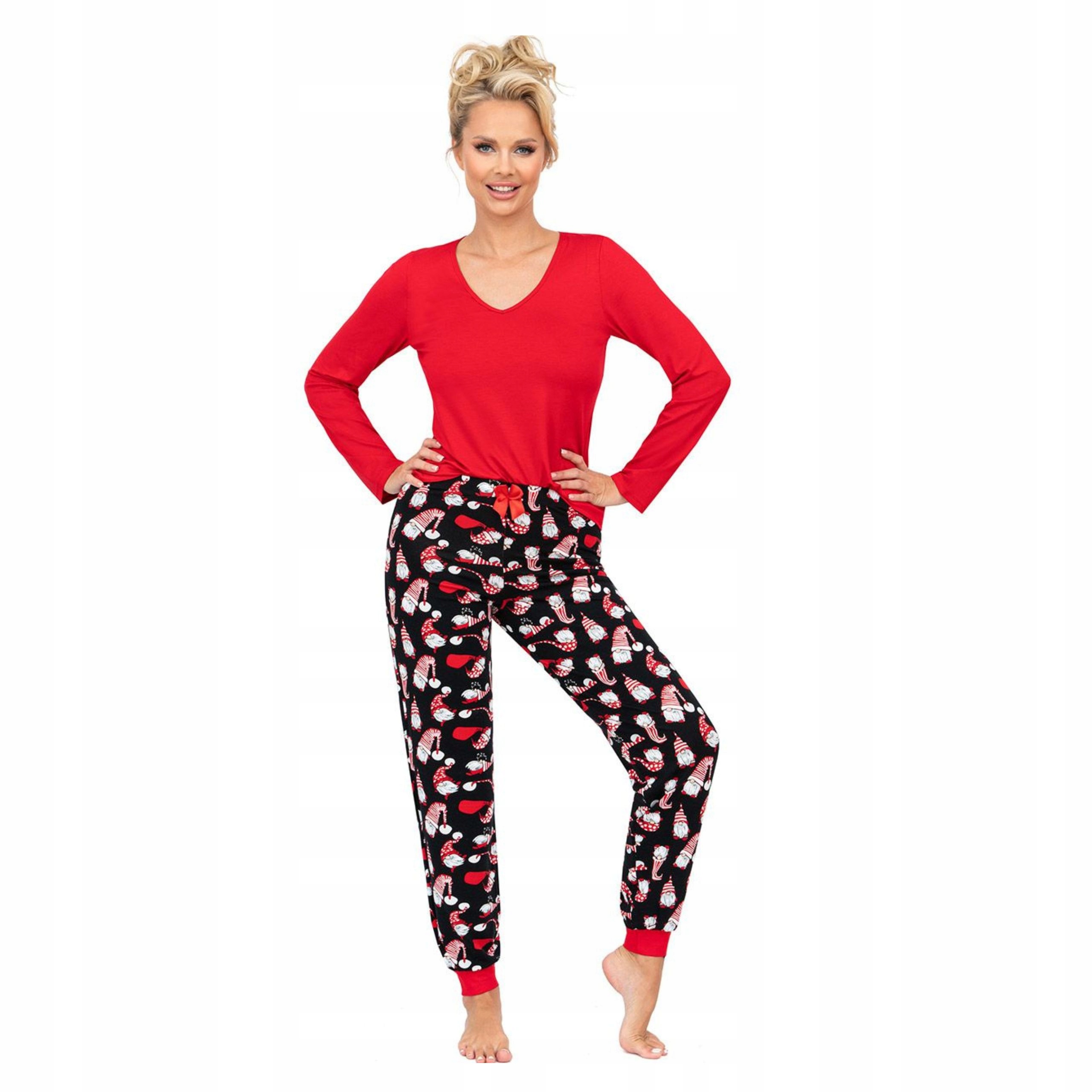 Vánoční pyžamo XL 42 dámské bavlněné dlouhé jako dárek k svátku Donna červené